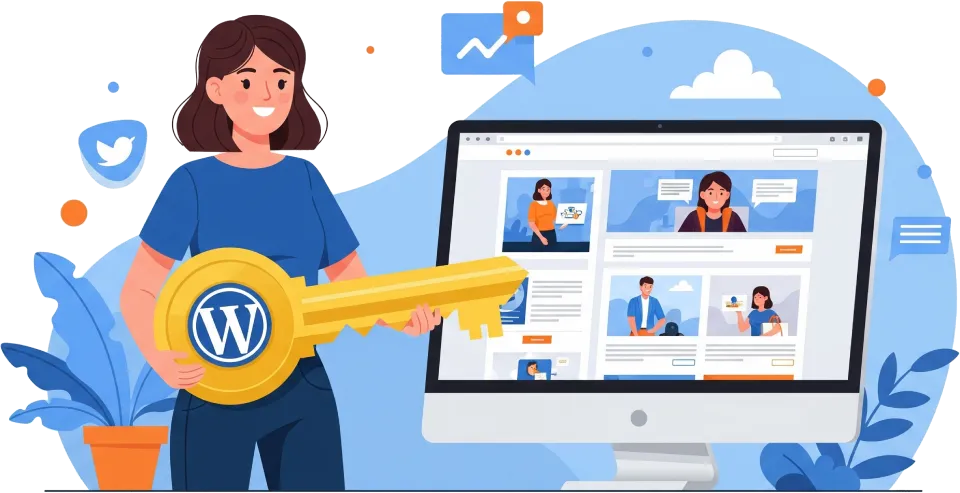 Ilustración de una persona que ha tomado el control de su propia página web