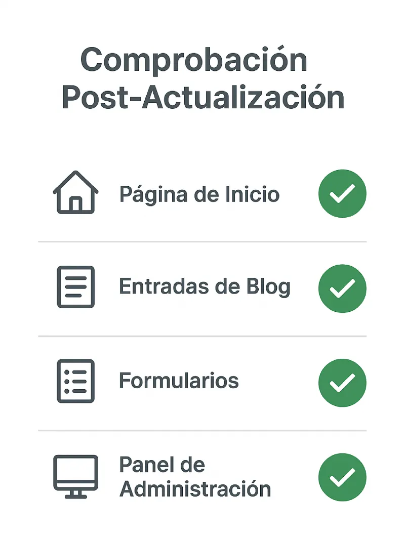 Checklist de comprobación después de actualizar WordPress